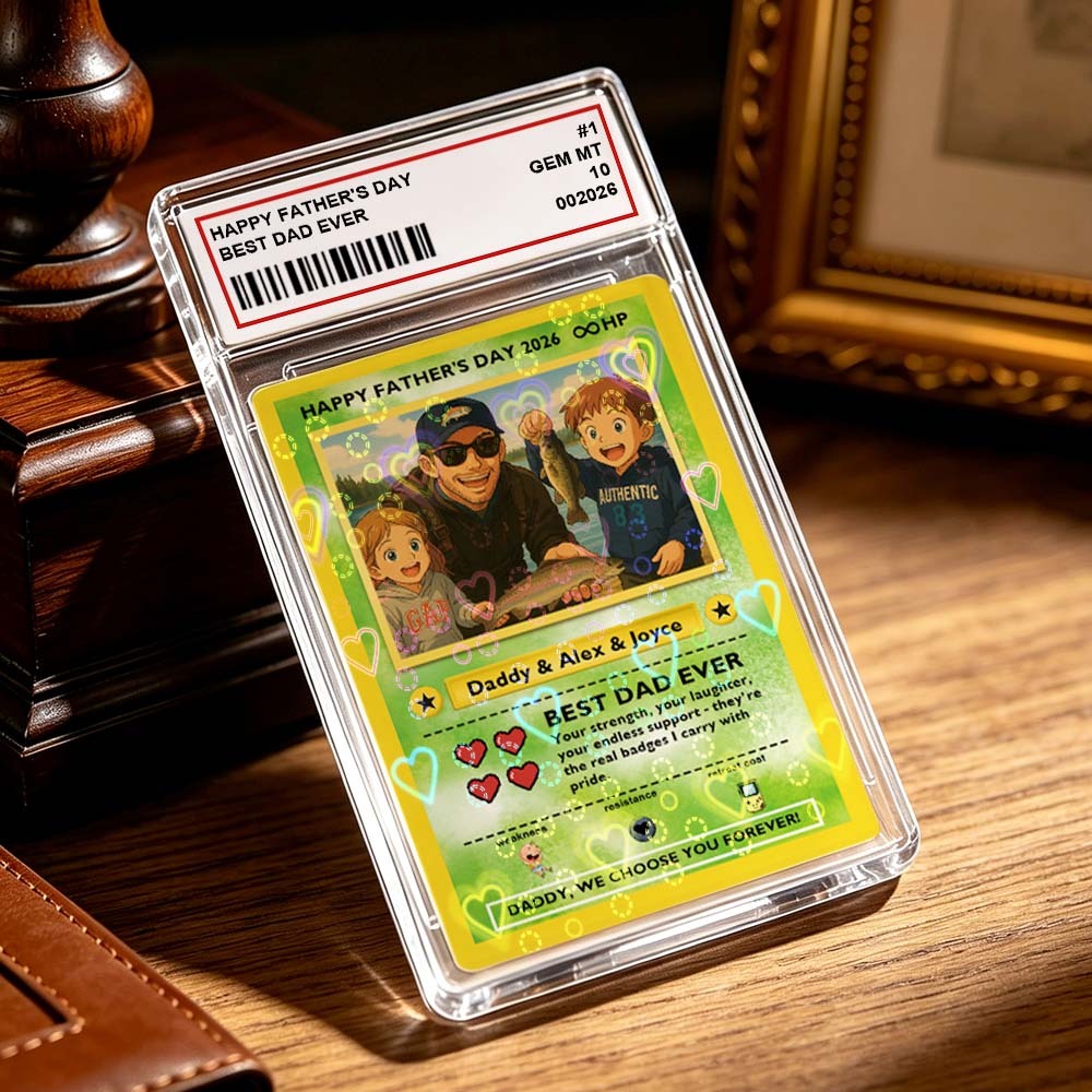 客製化傳奇老爸之愛集換卡 – 客製化照片父親節禮物,獨特的 TCG 收藏風格卡 - PhotoMoonLampTW