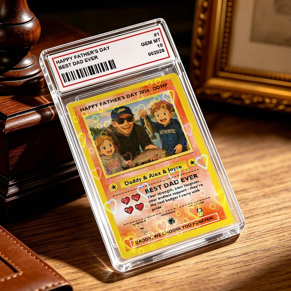 客製化傳奇老爸之愛集換卡 – 客製化照片父親節禮物,獨特的 TCG 收藏風格卡 - PhotoMoonLampTW