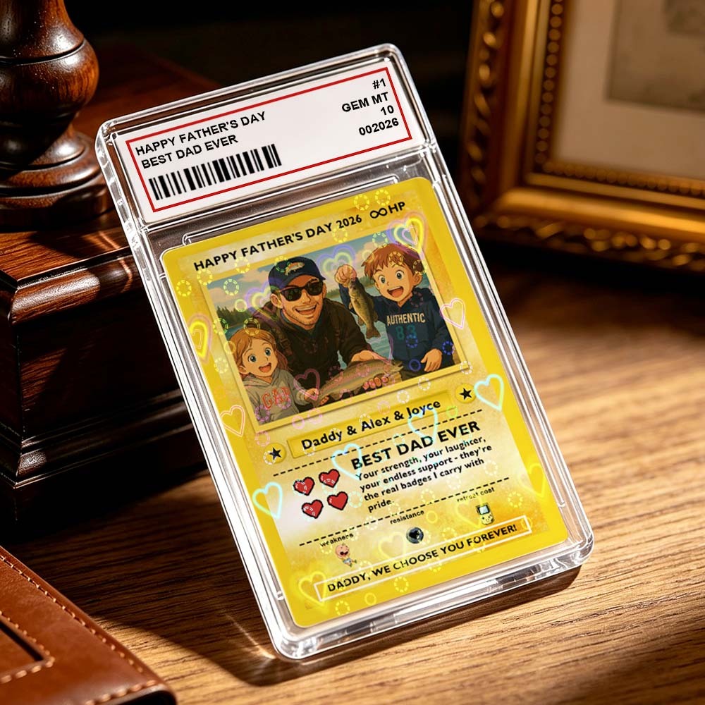 客製化傳奇老爸之愛集換卡 – 客製化照片父親節禮物,獨特的 TCG 收藏風格卡 - PhotoMoonLampTW