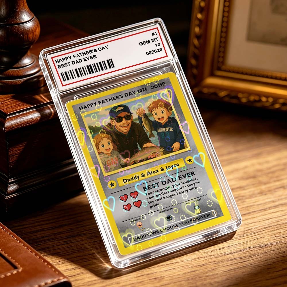 客製化傳奇老爸之愛集換卡 – 客製化照片父親節禮物,獨特的 TCG 收藏風格卡 - PhotoMoonLampTW