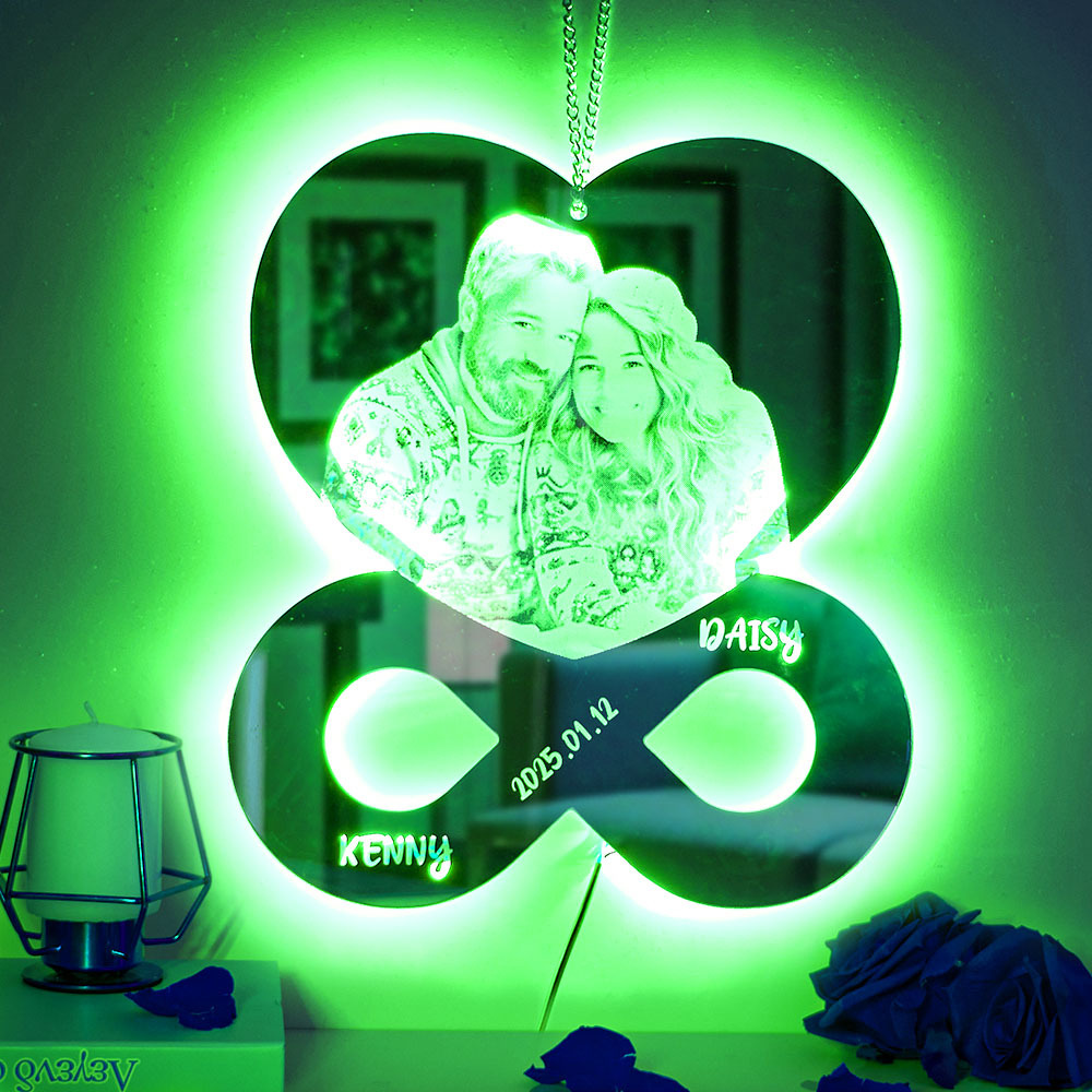 個人化照片和名字鏡面夜燈臥室裝飾結婚週年紀念禮物 - PhotoMoonLampTW