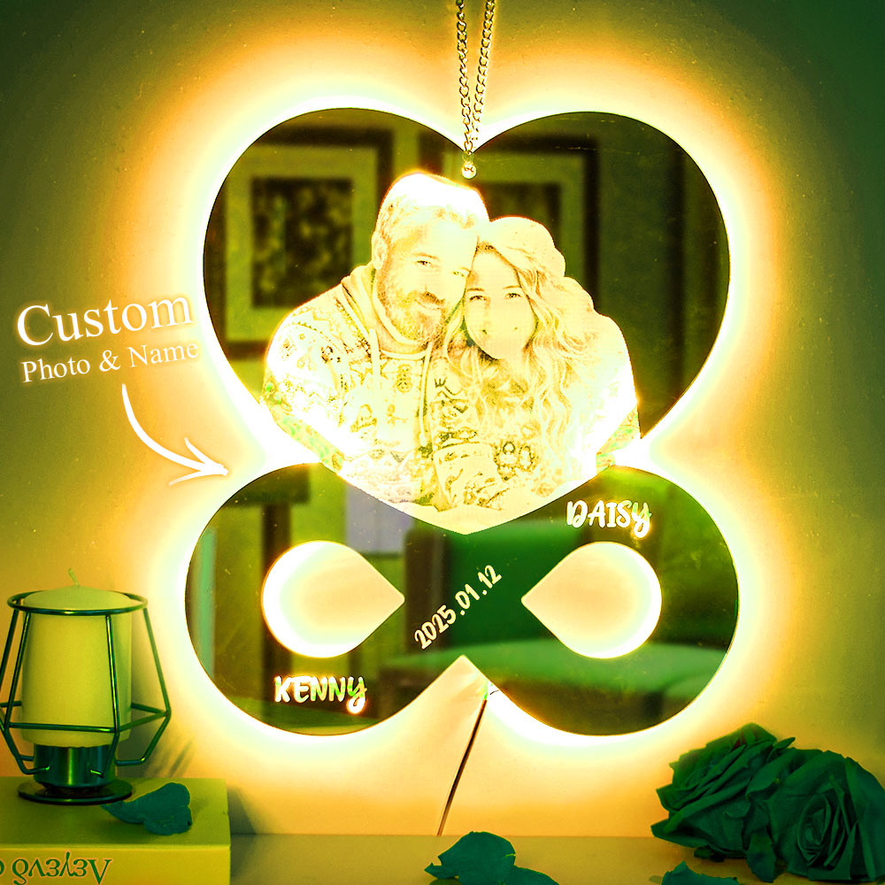 個人化照片和名字鏡面夜燈臥室裝飾結婚週年紀念禮物 - PhotoMoonLampTW