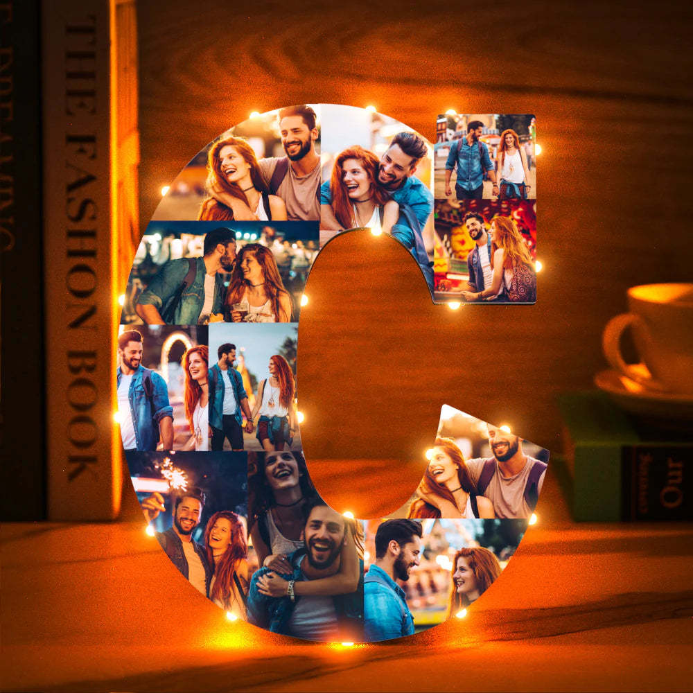 Custom Photo Letter Night Light Personalized  Initial Name Lamp  Room Wall Decor - photomoonlamp