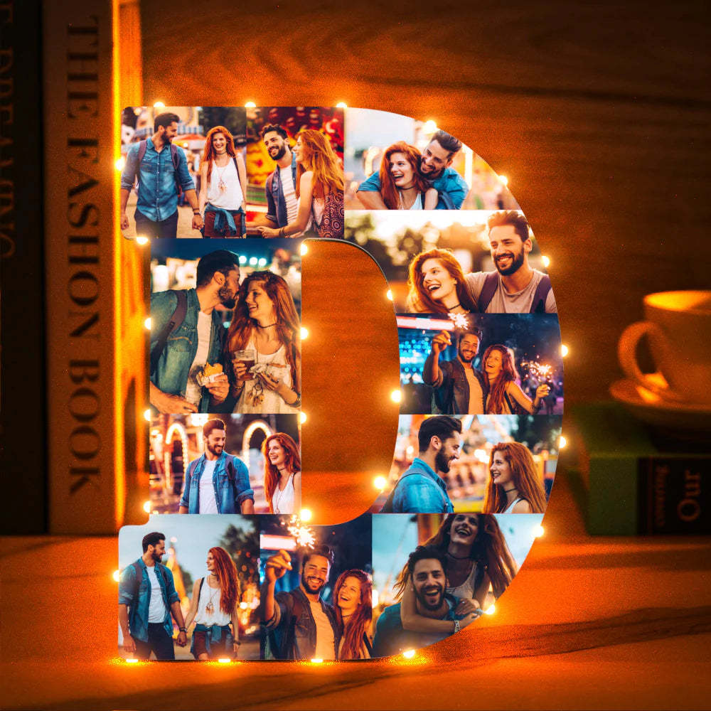 Custom Photo Letter Night Light Personalized  Initial Name Lamp  Room Wall Decor - photomoonlamp