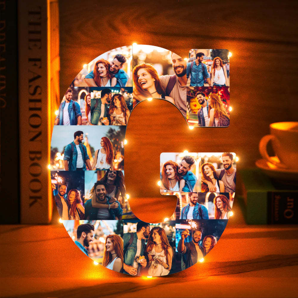 Custom Photo Letter Night Light Personalized  Initial Name Lamp  Room Wall Decor - photomoonlamp