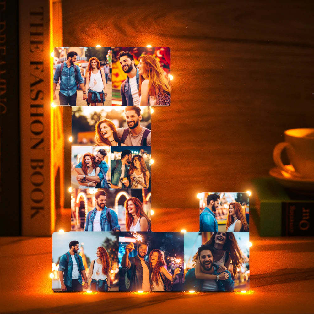 Custom Photo Letter Night Light Personalized  Initial Name Lamp  Room Wall Decor - photomoonlamp