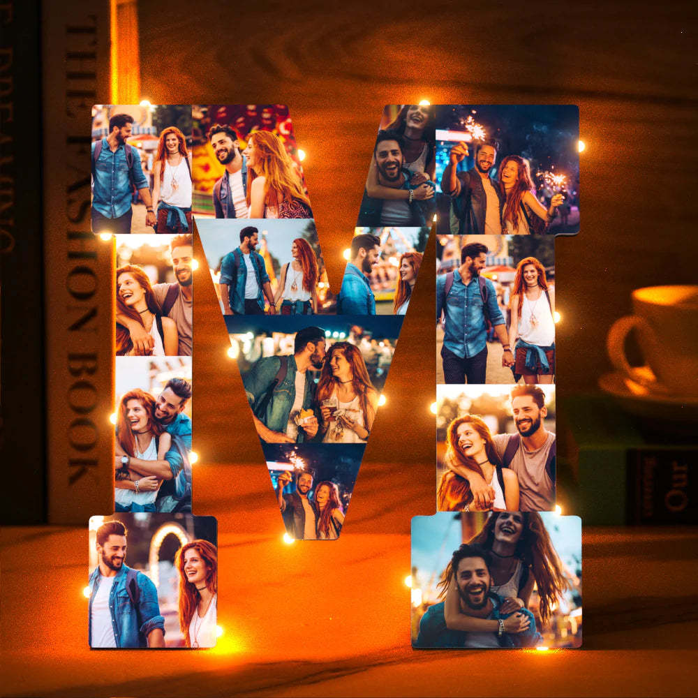 Custom Photo Letter Night Light Personalized  Initial Name Lamp  Room Wall Decor - photomoonlamp