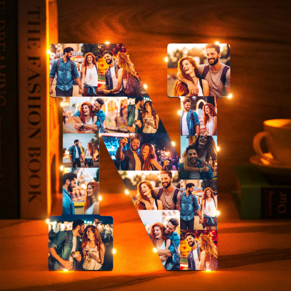 Custom Photo Letter Night Light Personalized  Initial Name Lamp  Room Wall Decor - photomoonlamp