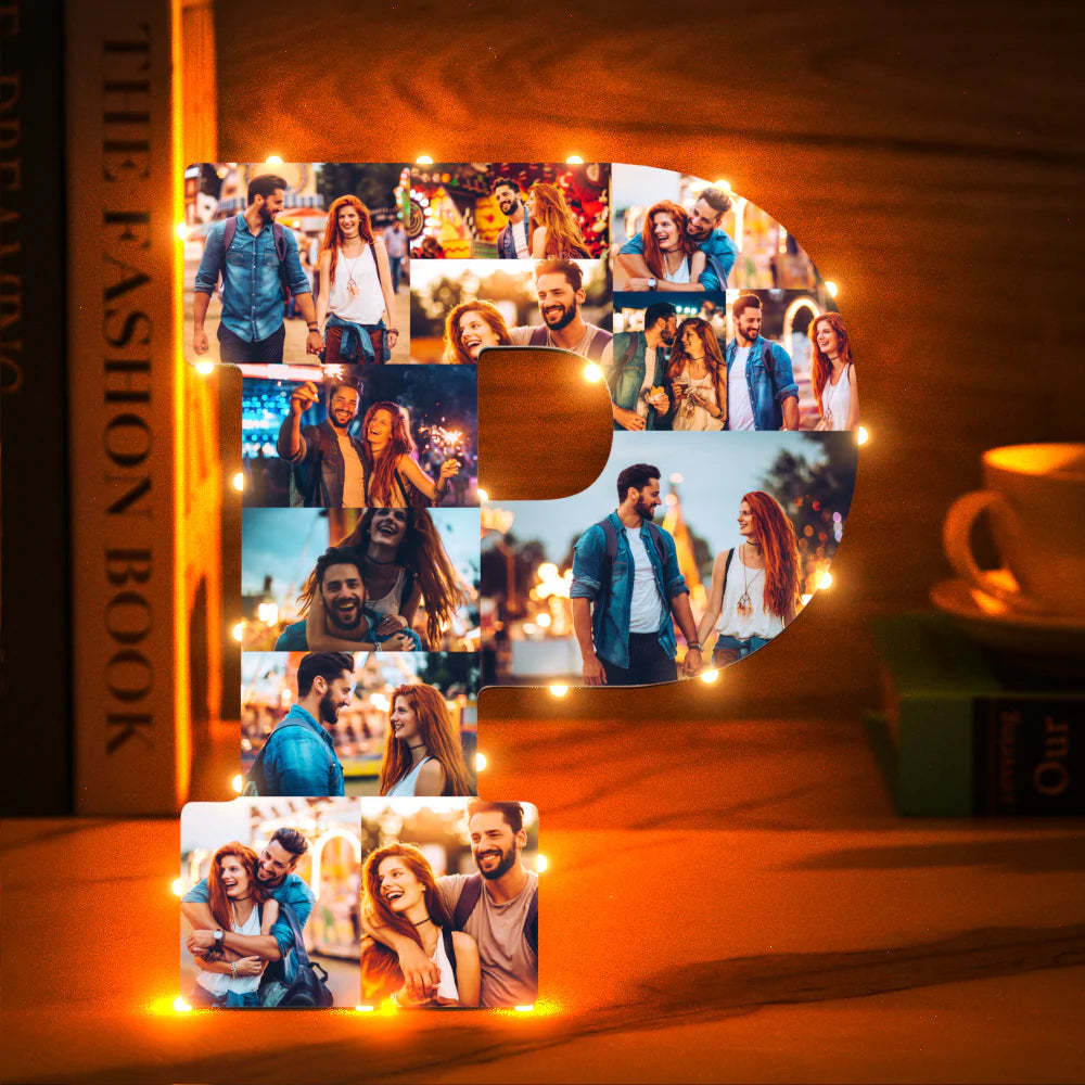 Custom Photo Letter Night Light Personalized  Initial Name Lamp  Room Wall Decor - photomoonlamp
