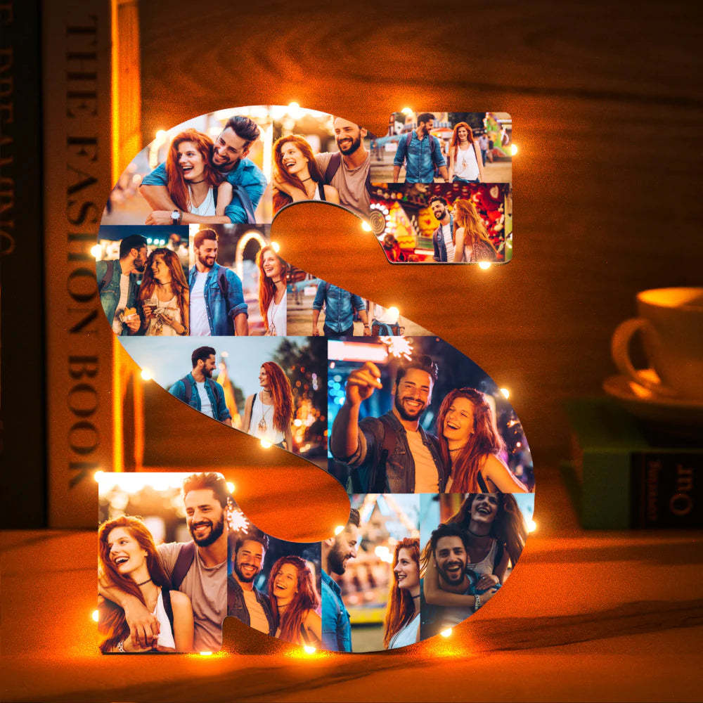 Custom Photo Letter Night Light Personalized  Initial Name Lamp  Room Wall Decor - photomoonlamp