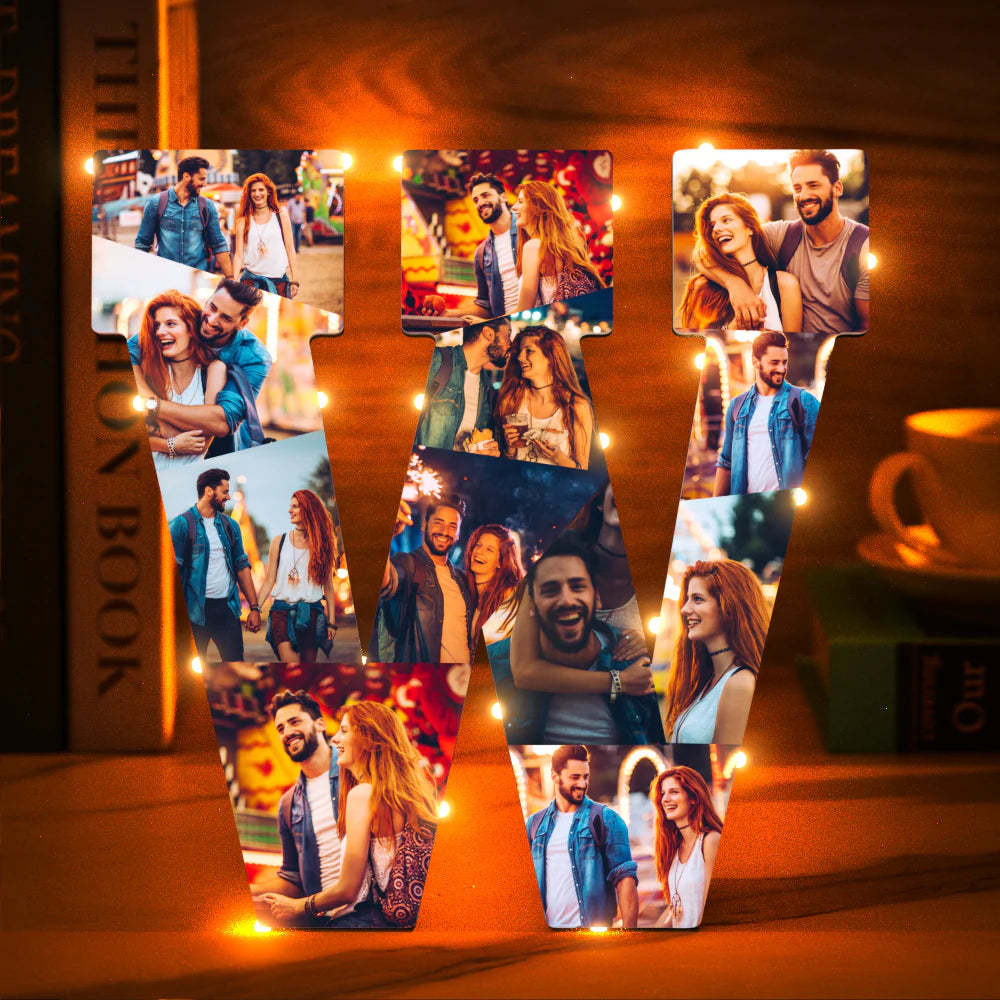 Custom Photo Letter Night Light Personalized  Initial Name Lamp  Room Wall Decor - photomoonlamp