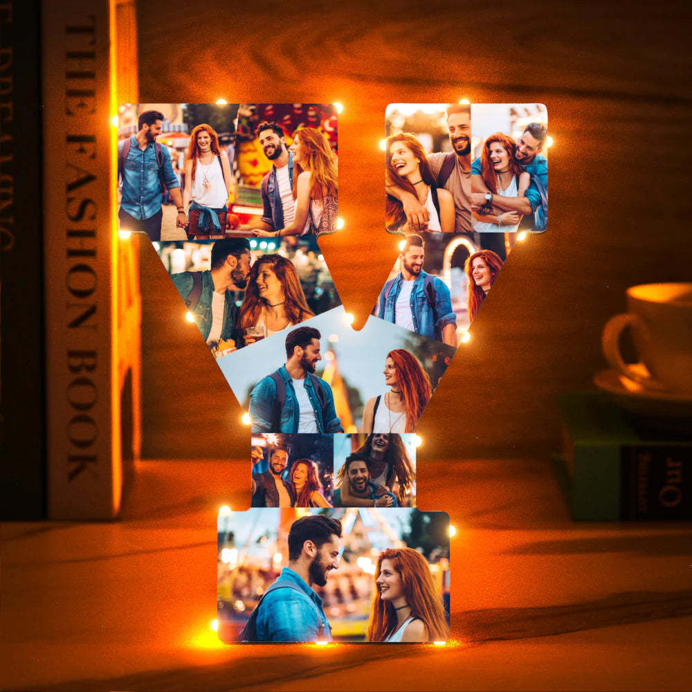 Custom Photo Letter Night Light Personalized  Initial Name Lamp  Room Wall Decor - photomoonlamp