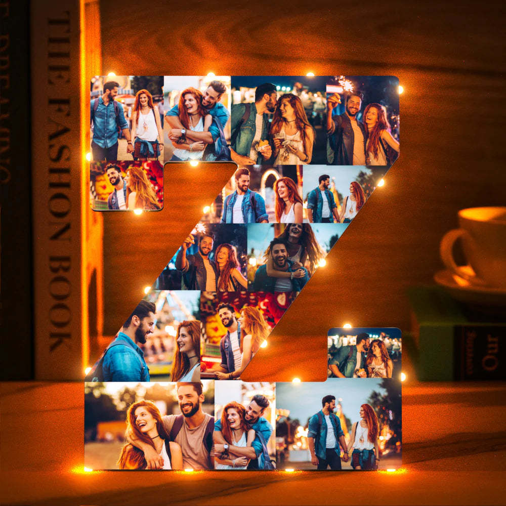 Custom Photo Letter Night Light Personalized  Initial Name Lamp  Room Wall Decor - photomoonlamp