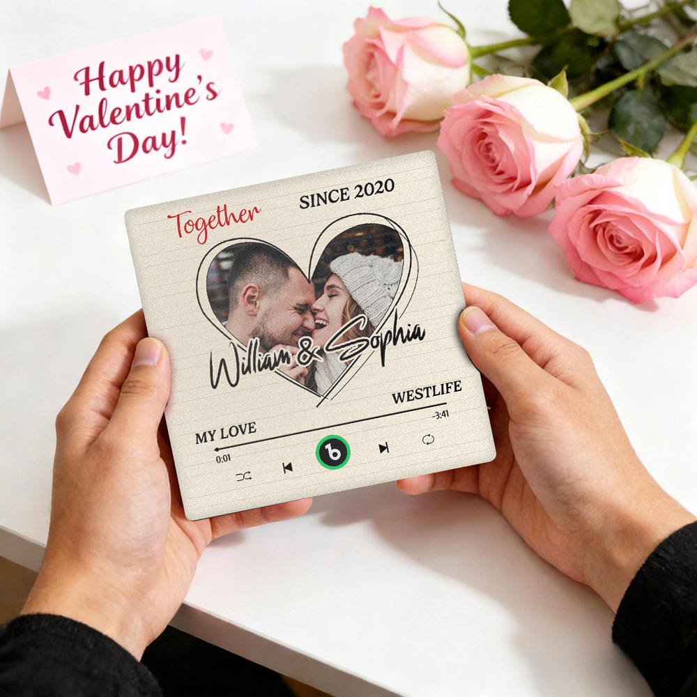 自訂 即使我們分開我們也在一起 冰箱貼 無需手機即可播放音樂 音樂 個人化姓名和照片 藍牙冰箱貼 - PhotoMoonLampTW