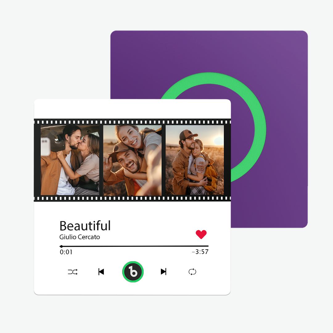 客製化紫水晶色音樂冰箱貼,全新4.0升級版音樂牆貼,無需手機即可播放音樂,多種款式,情侶禮物 - PhotoMoonLampTW