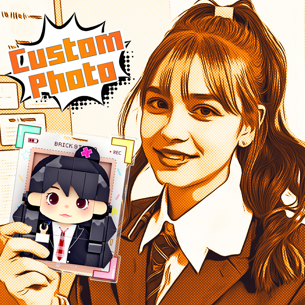 個人化磚塊人物冰箱貼白色照片貼紙diy情侶禮物冰箱貼送女友男友禮物 - PhotoMoonLampTW