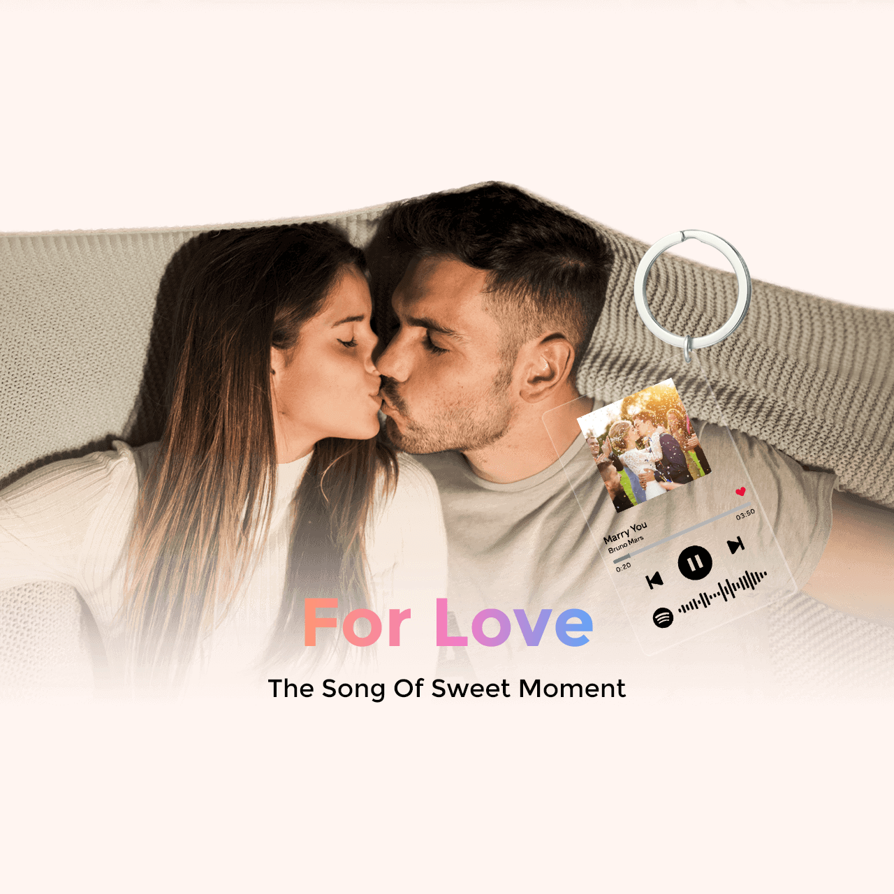 Spotify Glass 定制可掃描鑰匙扣 Spotify 代碼音樂牌匾鑰匙圈禮品（2.1 英寸 X 3.4 英寸） - PhotoMoonLampTW