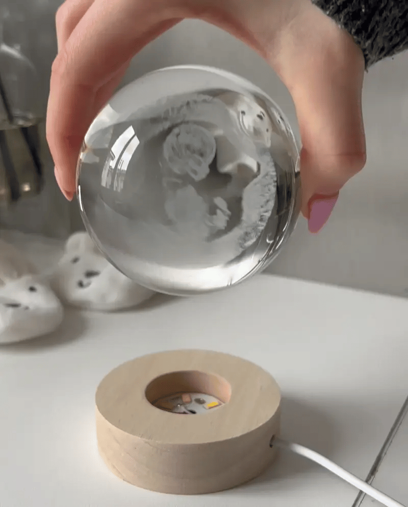 客製化b超照片3d水晶球承載寶寶第一次超音波檢查的回憶 - PhotoMoonLampTW