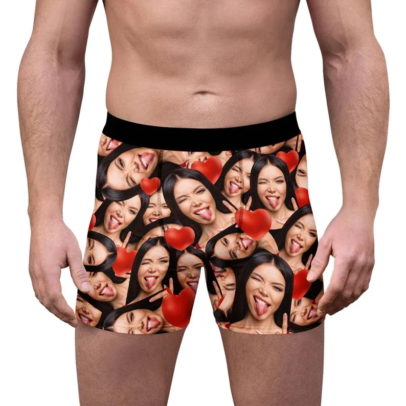 男士個人化平角褲,送給男友的訂製內衣禮物,送給老公的情人節禮物,有趣的個人化內衣,生日禮物 - PhotoMoonLampTW