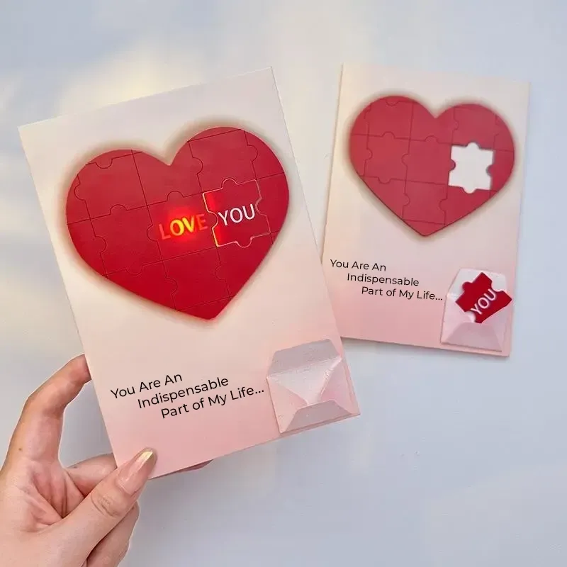 愛心造型拼圖錄音卡表白驚喜情人節禮物送女友