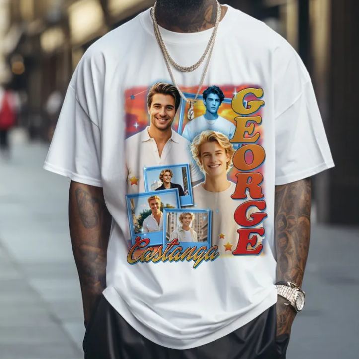 客製化復古照片 T 卹 個性化復古 T 卹作為禮物 90 年代復古 - PhotoMoonLampTW