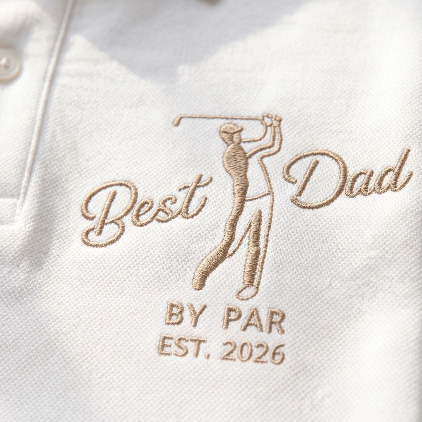 高爾夫父親 Polo 衫,刺繡 Best Dad By Par Polo 衫,爸爸高爾夫襯衫父親節禮物,爸爸生日禮物,高爾夫運動員 T 卹 - PhotoMoonLampTW
