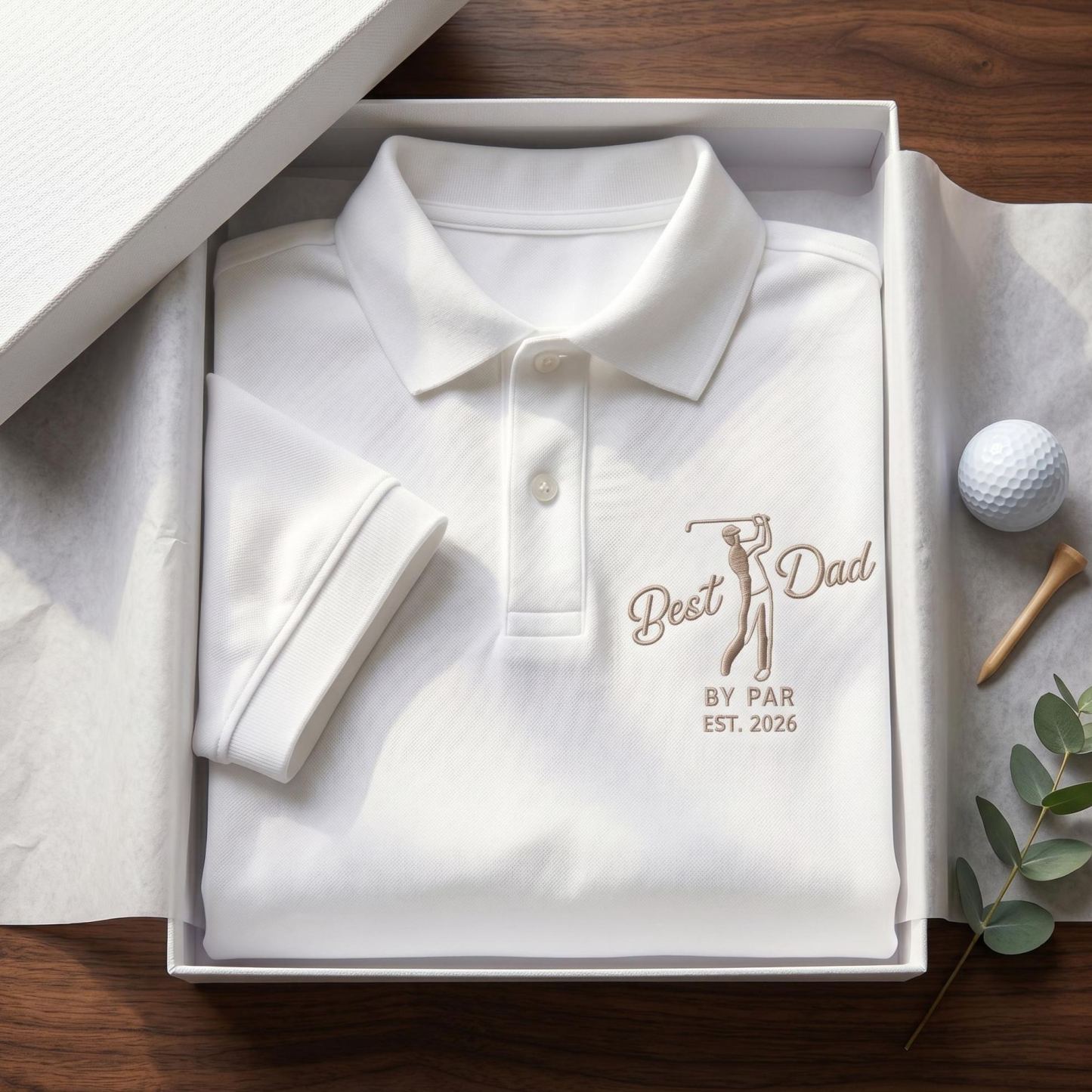 高爾夫父親 Polo 衫,刺繡 Best Dad By Par Polo 衫,爸爸高爾夫襯衫父親節禮物,爸爸生日禮物,高爾夫運動員 T 卹 - PhotoMoonLampTW
