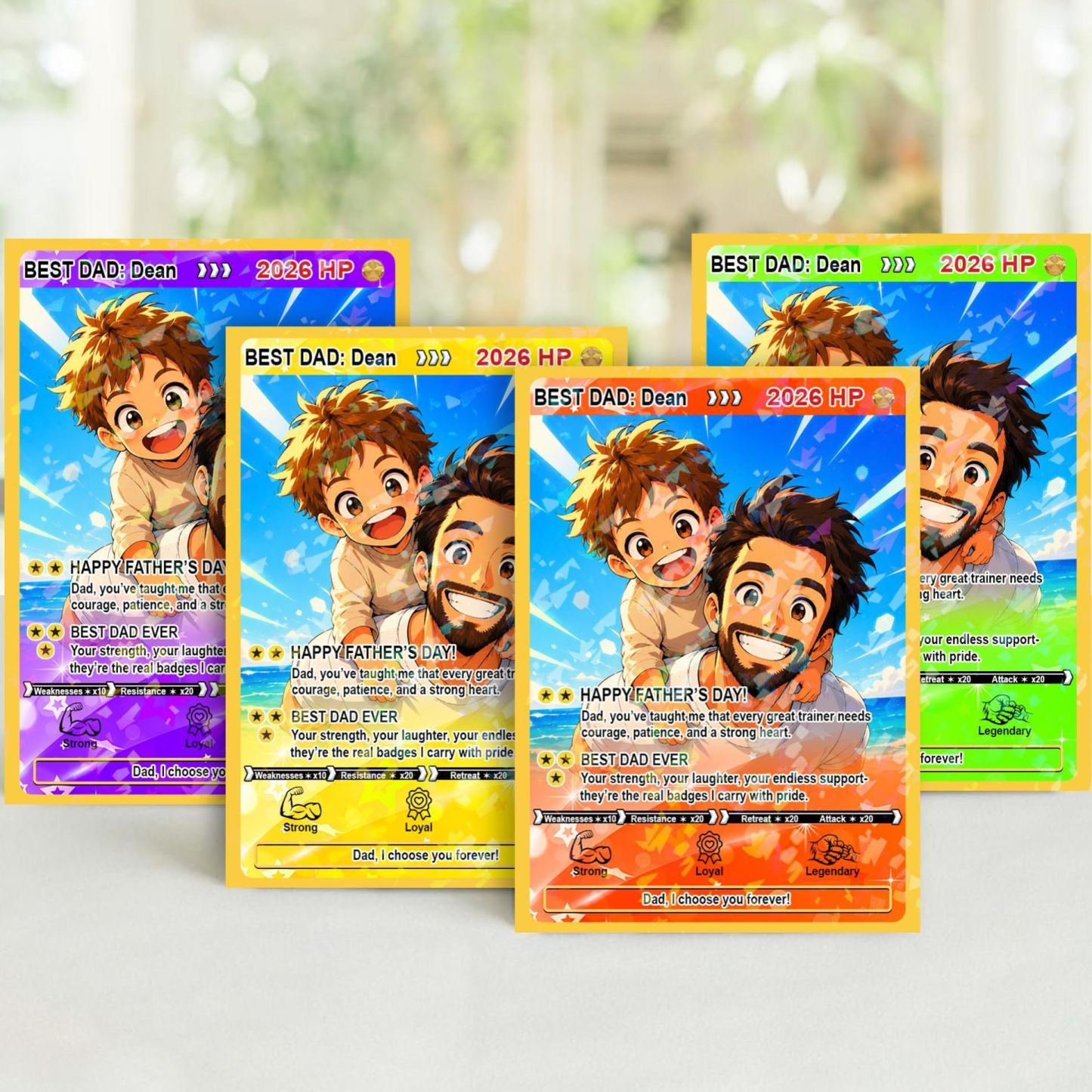 客製化 Poke 動漫爸爸卡,給爸爸的父親節禮物,個人化照片動漫卡,孩子們的遊戲玩家爸爸禮物,給丈夫的禮物,藝術卡 - PhotoMoonLampTW