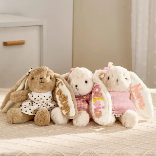 個人化兔子毛絨,嬰兒訂製兔子玩具,幼兒毛絨動物,嬰兒送禮會禮物 - PhotoMoonLampTW