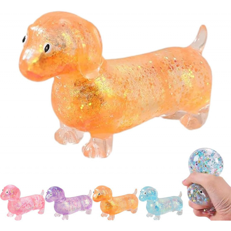 軟萌臘腸犬玩具,緩解壓力-節日禮物,適合兒童和成人,慢回彈凝膠擠壓玩具 - PhotoMoonLampTW