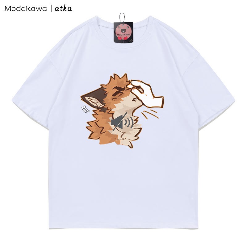 MODAKAWA X atka "Shhh" Fox Graphic T-shirt - White - 5XL - image 3