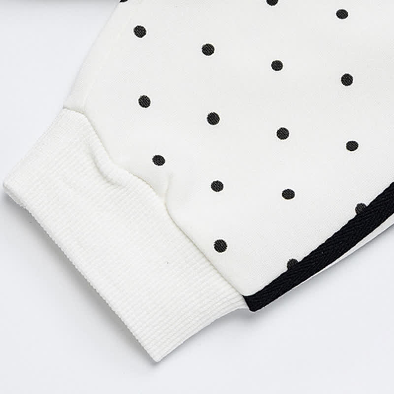 High Quality Durable Press Polka Dot Bow Zip Up Hooded Jacket - image 5