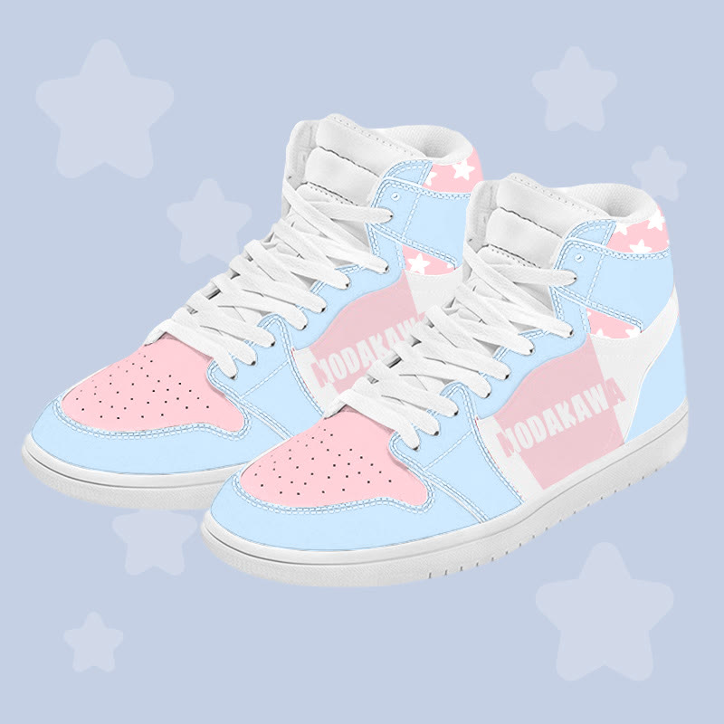 MODAKAWA Color Block Letter Graphic Color Block High Top Canvas Shoes - Blue&Pink B - 48 - image 2