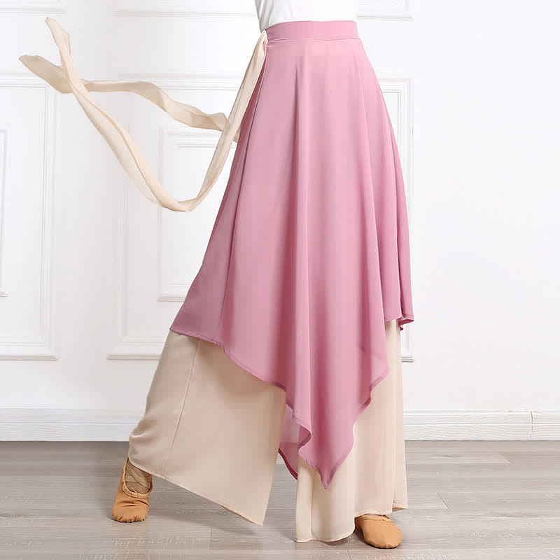 Vintage High Waist Lace Up Flowy Wide Leg Casual Pants - Pink - XL - image 4