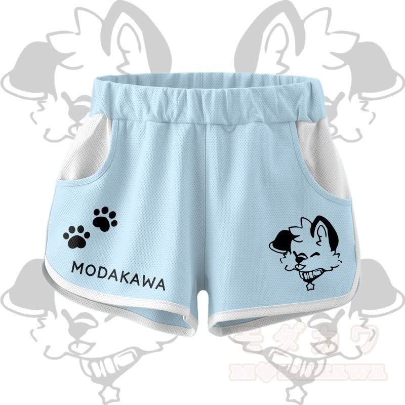 MODAKAWA X popipeko Puppy Graphic Crop Tank Sport Top Shorts Bikini Matching Outfit - Blue Shorts - 5XL - image 12