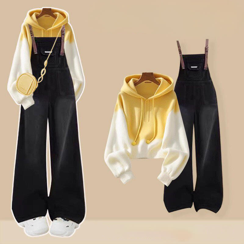 Gradient Hoodie Denim Overalls Matching Outfit - Set D - 3XL - image 4