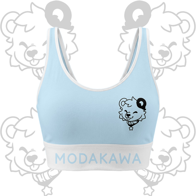 Bear Graphic Crop Tank Sport Top Shorts Bikini Modakawa Matching Outfit - Blue Top - 5XL - image 6
