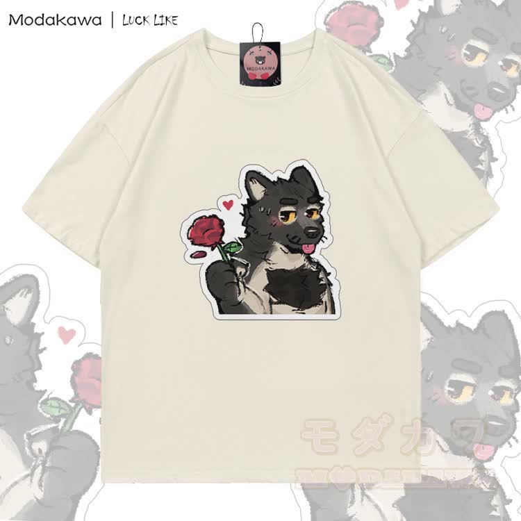 MODAKAWA X LUCK LIKE Rose Porto Graphic 100% Cotton T-shirt - Light Beige - 5XL - image 5