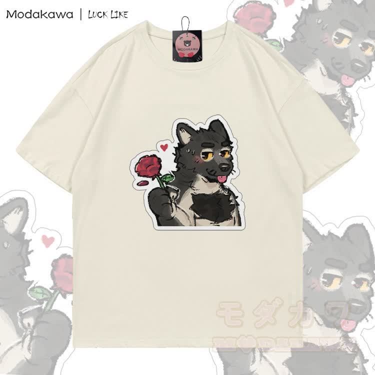 MODAKAWA X LUCK LIKE Rose Porto Graphic 100% Cotton T-shirt - Light Beige - 5XL - image 5