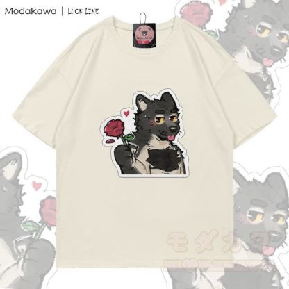 MODAKAWA X LUCK LIKE Rose Porto Graphic 100% Cotton T-shirt - Light Beige - 5XL - image 5