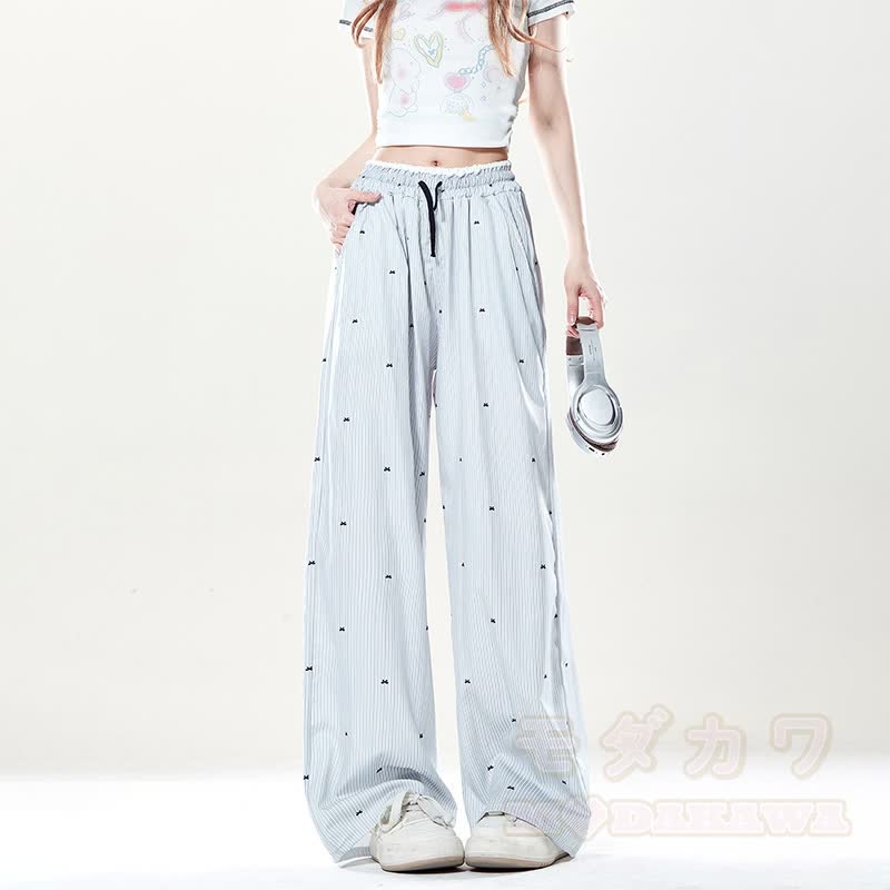 Star Print Off Shoulder Lace Top Polka Dot Wide Leg Pants Two Pieces Set - Pants - L - image 10
