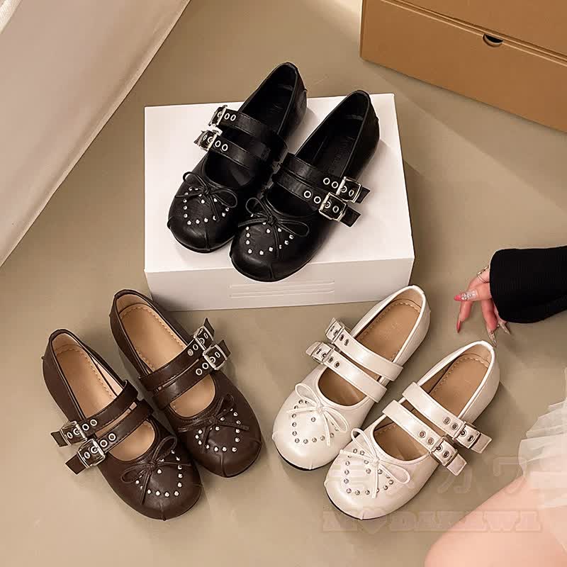 Cross Strap Studded Mary Jane Shoes - image 10