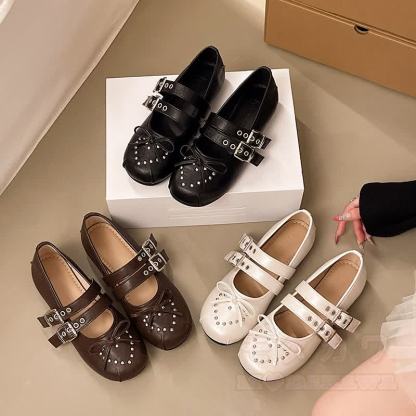 Cross Strap Studded Mary Jane Shoes - image 10