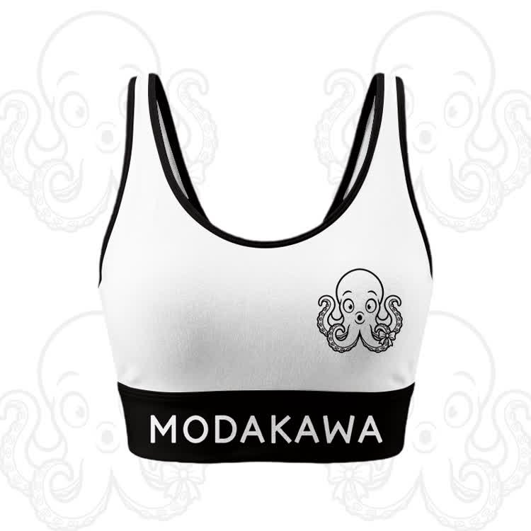 Octopus Graphic Crop Tank Sport Top Shorts Modakawa Matching Outfit - White Top - 5XL - image 5