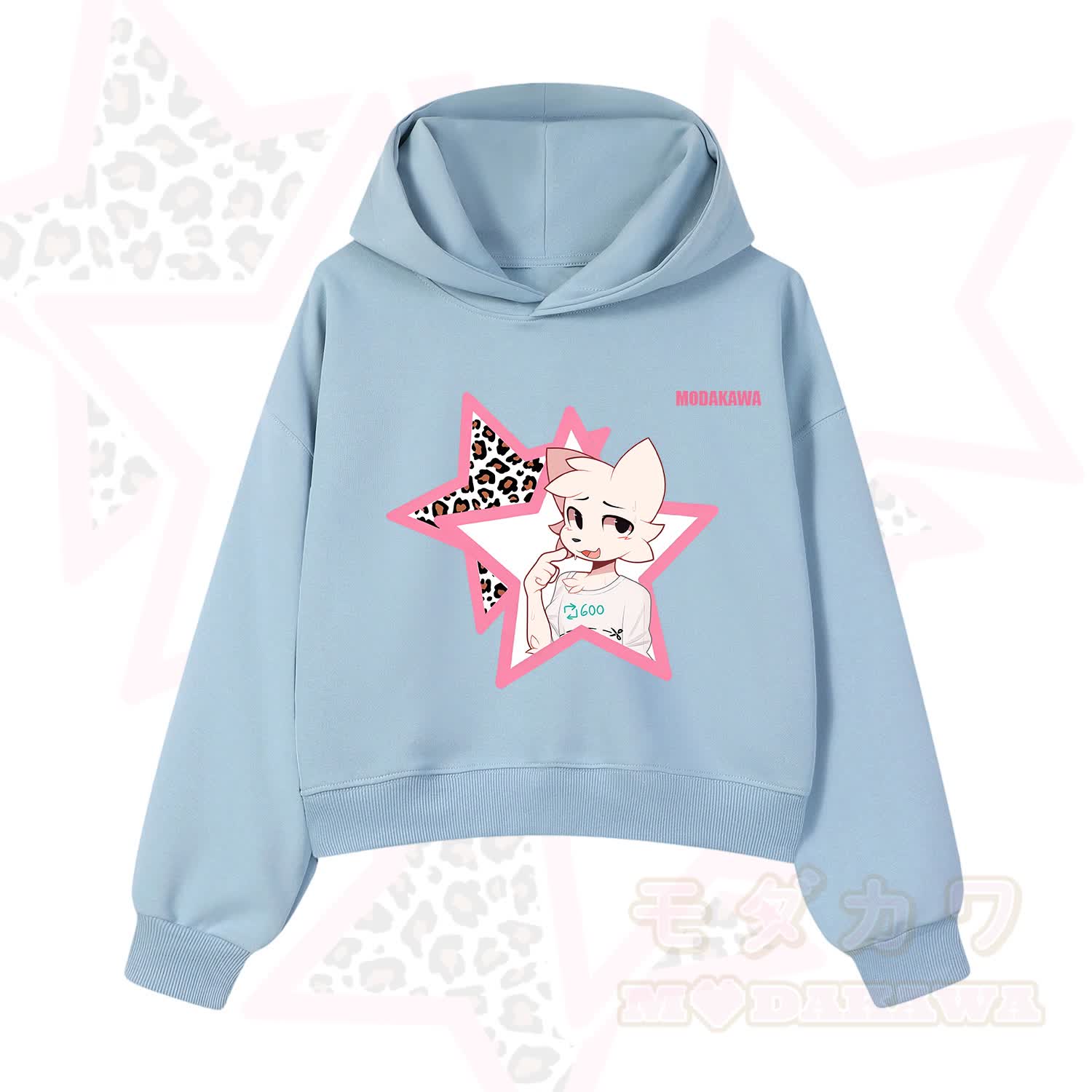  MODAKAWA X zarckets Kawaii Anime Fox Star Graphic Hoodie Sweatshirt - Blue - 3XL - image 10