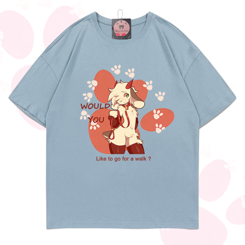 MODAKAWA X zarckets Goat Graphic 100% Cotton T-shirt - Light grey blue - 5XL - image 12