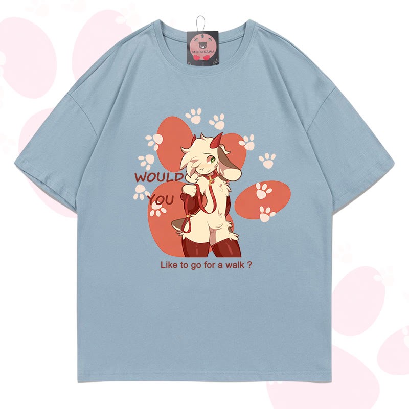 MODAKAWA X zarckets Goat Graphic 100% Cotton T-shirt - Light grey blue - 5XL - image 12
