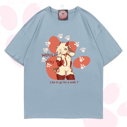 MODAKAWA X zarckets Goat Graphic 100% Cotton T-shirt - Light grey blue - 5XL - image 12