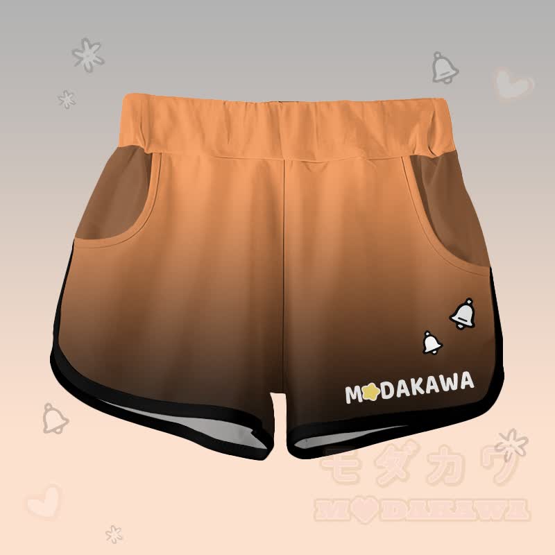 Gradient Nine-tailed Fox Graphic T-shirt Letter Graphic Shorts Modakawa Matching Outfit - Orange & Black Shorts - 5XL - image 6