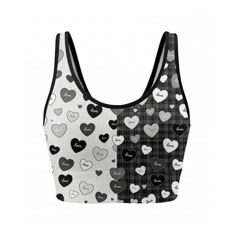 LOVE Heart Graphic Crop Tank Sport Top Shorts Bikini Modakawa Matching Outfit - Top B - XL - image 4